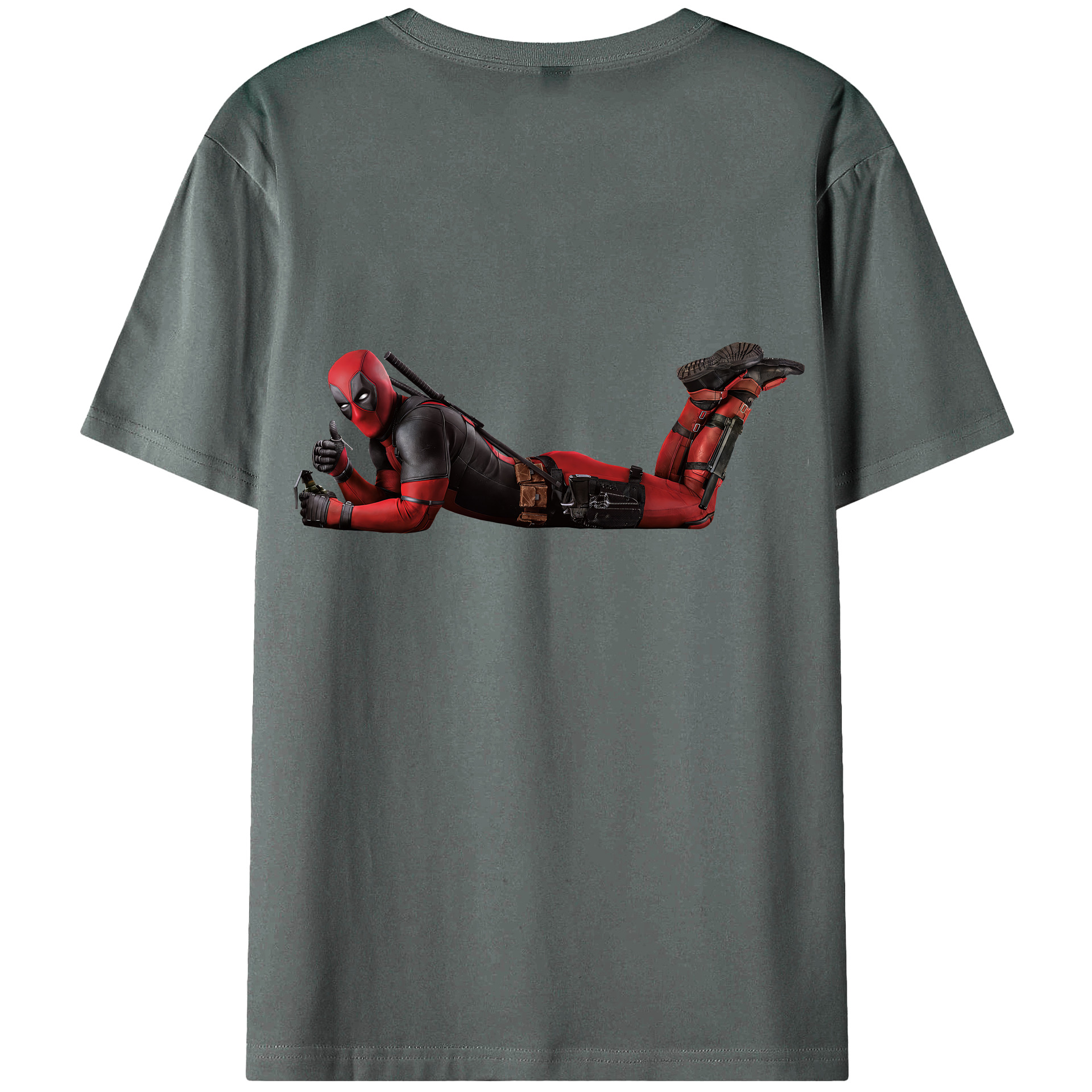 （画像用） Deadpool デッドプール 綿100％ メンズ半袖Tシャツ（バックプリント） 通気性